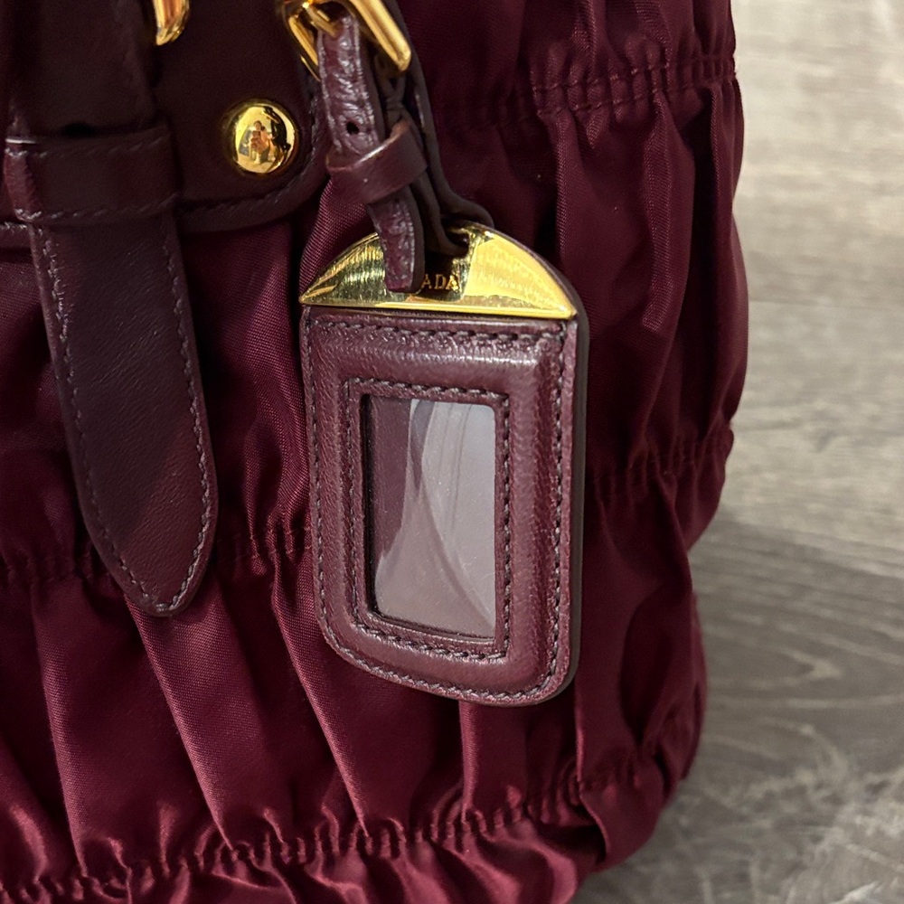Prada Maroon Gathered Satchel - Picture 3 of 13